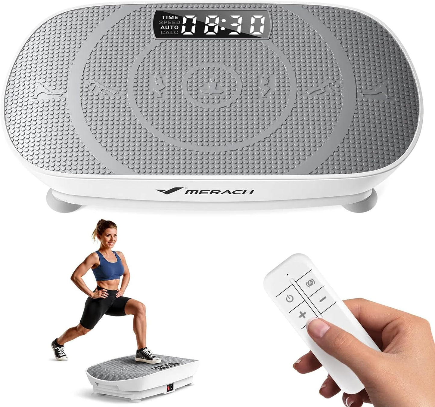 Vibration Plate Exercise Machine, Vibration Plate with Real-Time Calorie Tracking on LED Display, Vibrating Plate Exercise Machine for Women Men, Workout Equipment for Home