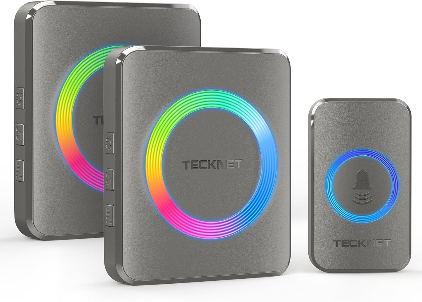 Wireless Doorbell with 2 Plug-In Receivers, IP65 Waterproof Doorbells for Home, 1300Ft Operating Range, 60 Melodies & 5 Volume Levels of 0-120 Db, RGB Light for Hearing Impaired
