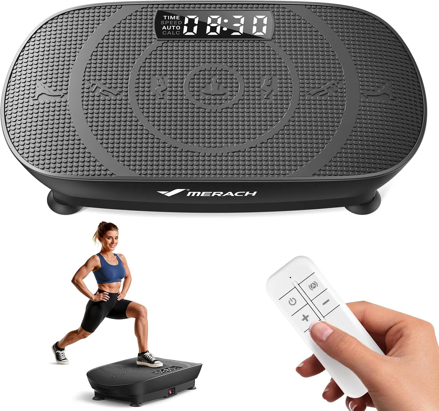 Vibration Plate Exercise Machine, Vibration Plate with Real-Time Calorie Tracking on LED Display, Vibrating Plate Exercise Machine for Women Men, Workout Equipment for Home