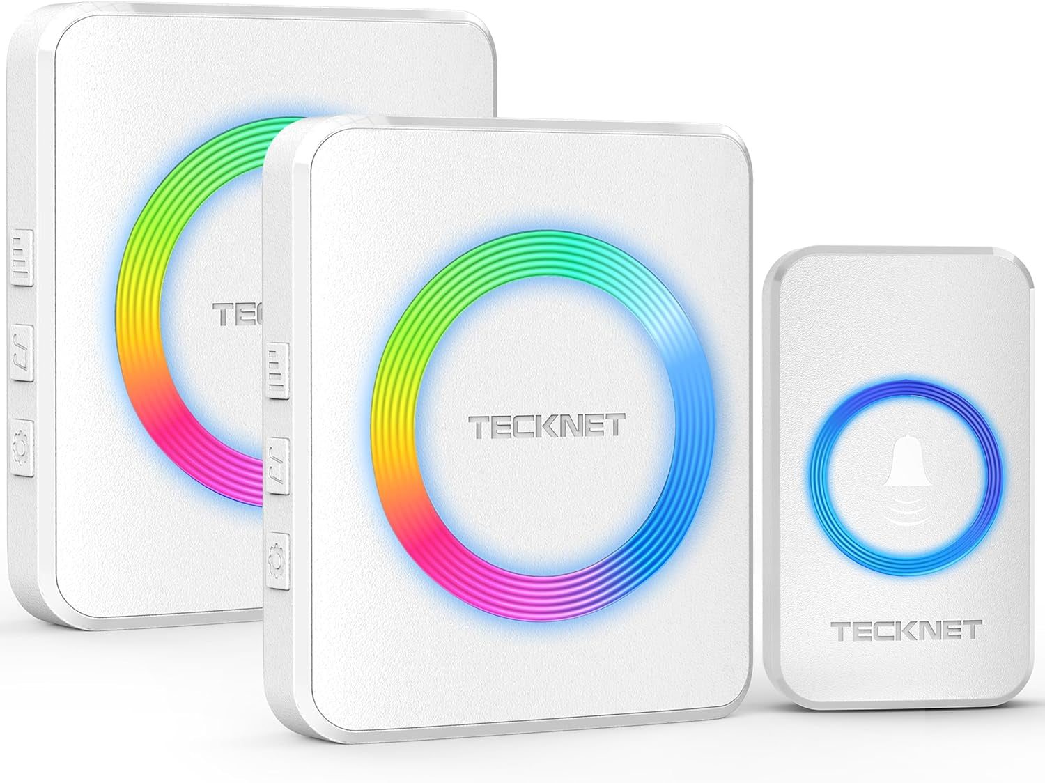 Wireless Doorbell with 2 Plug-In Receivers, IP65 Waterproof Doorbells for Home, 1300Ft Operating Range, 60 Melodies & 5 Volume Levels of 0-120 Db, RGB Light for Hearing Impaired
