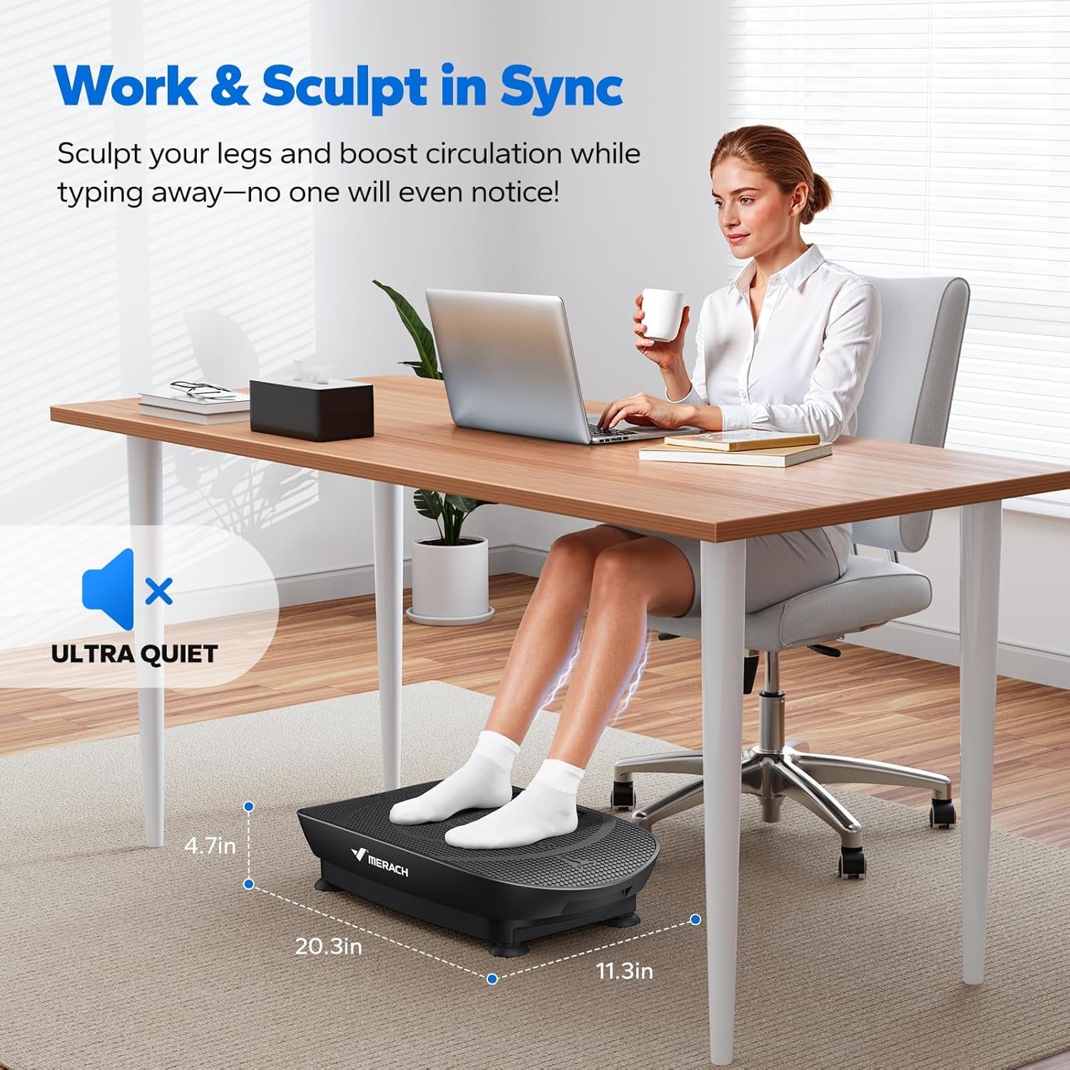 Vibration Plate Exercise Machine, Vibration Plate with Real-Time Calorie Tracking on LED Display, Vibrating Plate Exercise Machine for Women Men, Workout Equipment for Home