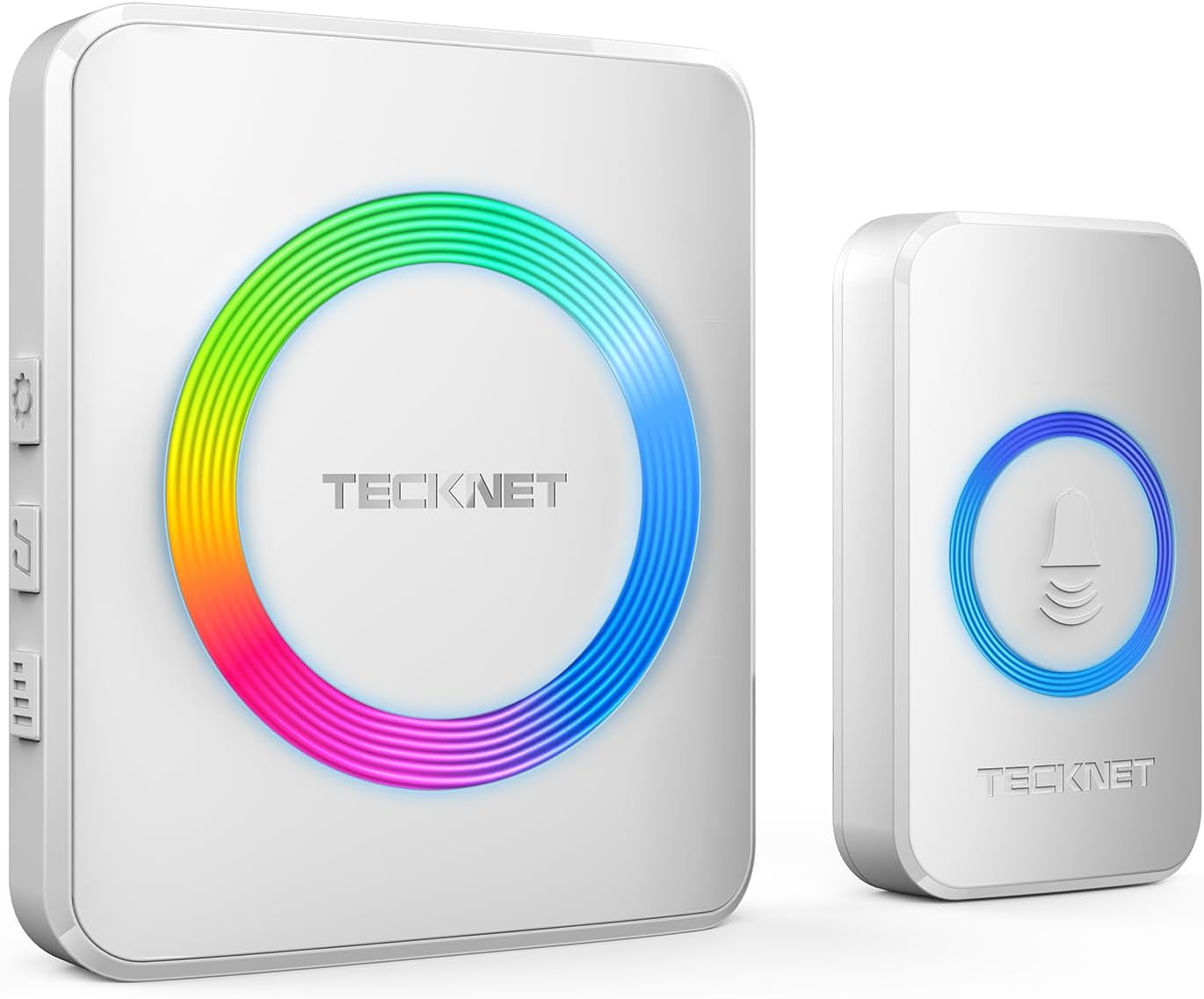 Wireless Doorbell with 2 Plug-In Receivers, IP65 Waterproof Doorbells for Home, 1300Ft Operating Range, 60 Melodies & 5 Volume Levels of 0-120 Db, RGB Light for Hearing Impaired