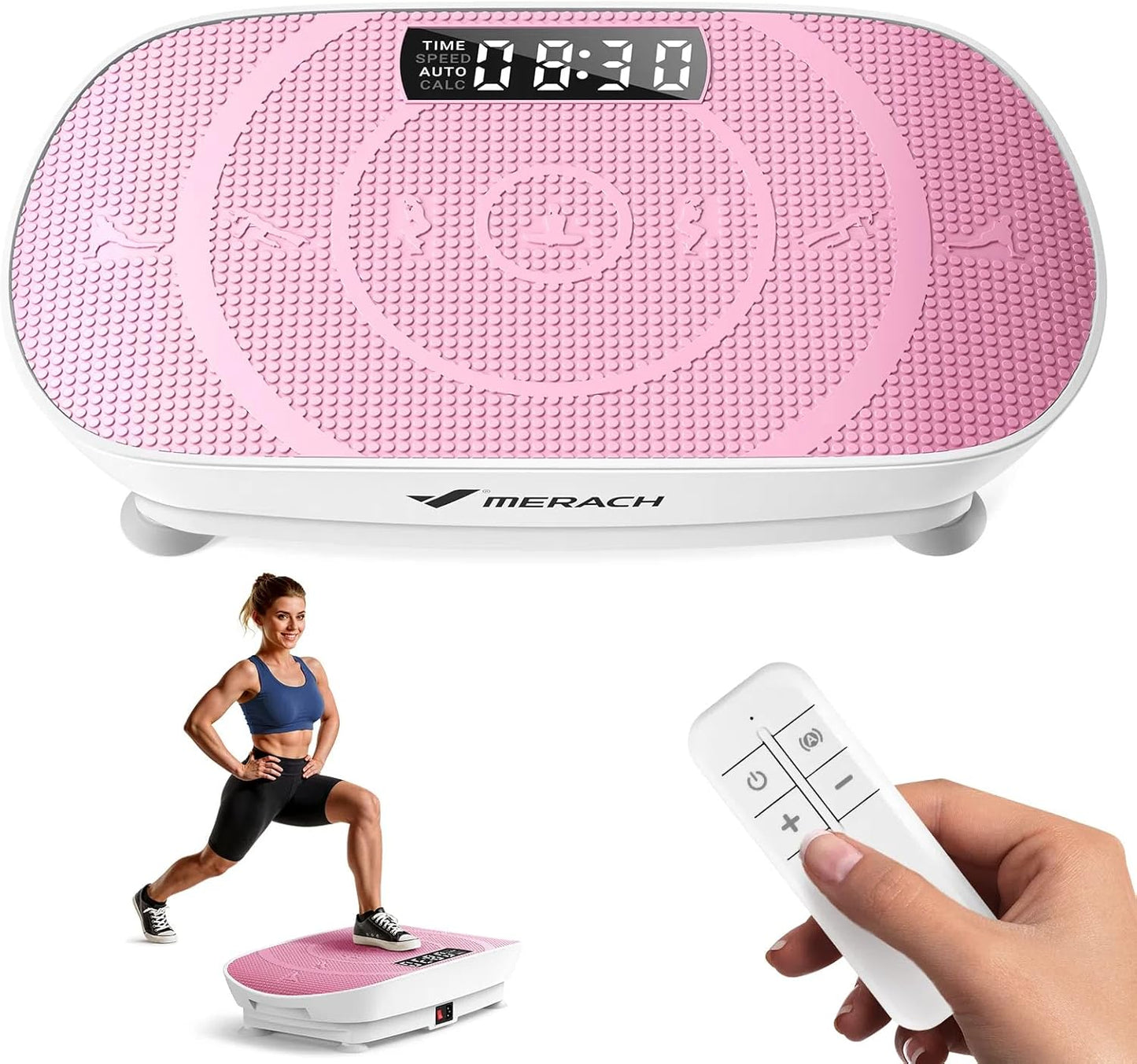 Vibration Plate Exercise Machine, Vibration Plate with Real-Time Calorie Tracking on LED Display, Vibrating Plate Exercise Machine for Women Men, Workout Equipment for Home