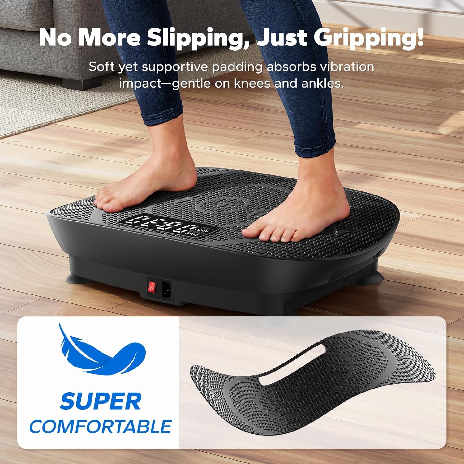 Vibration Plate Exercise Machine, Vibration Plate with Real-Time Calorie Tracking on LED Display, Vibrating Plate Exercise Machine for Women Men, Workout Equipment for Home